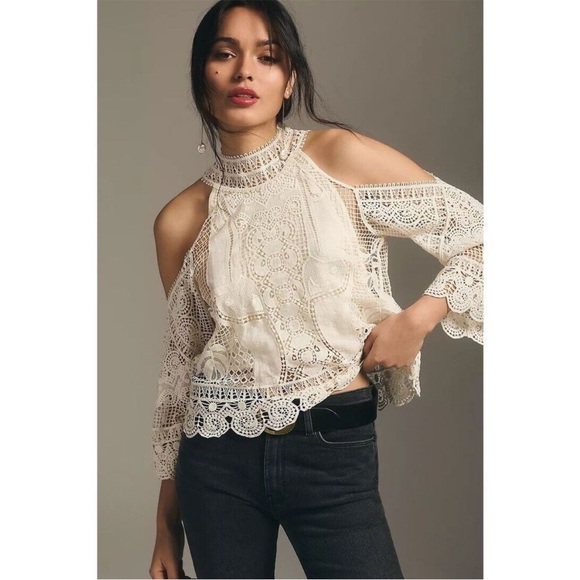 Farm Rio x Anthropologie Guipure Blouse NWT - Picture 2 of 9